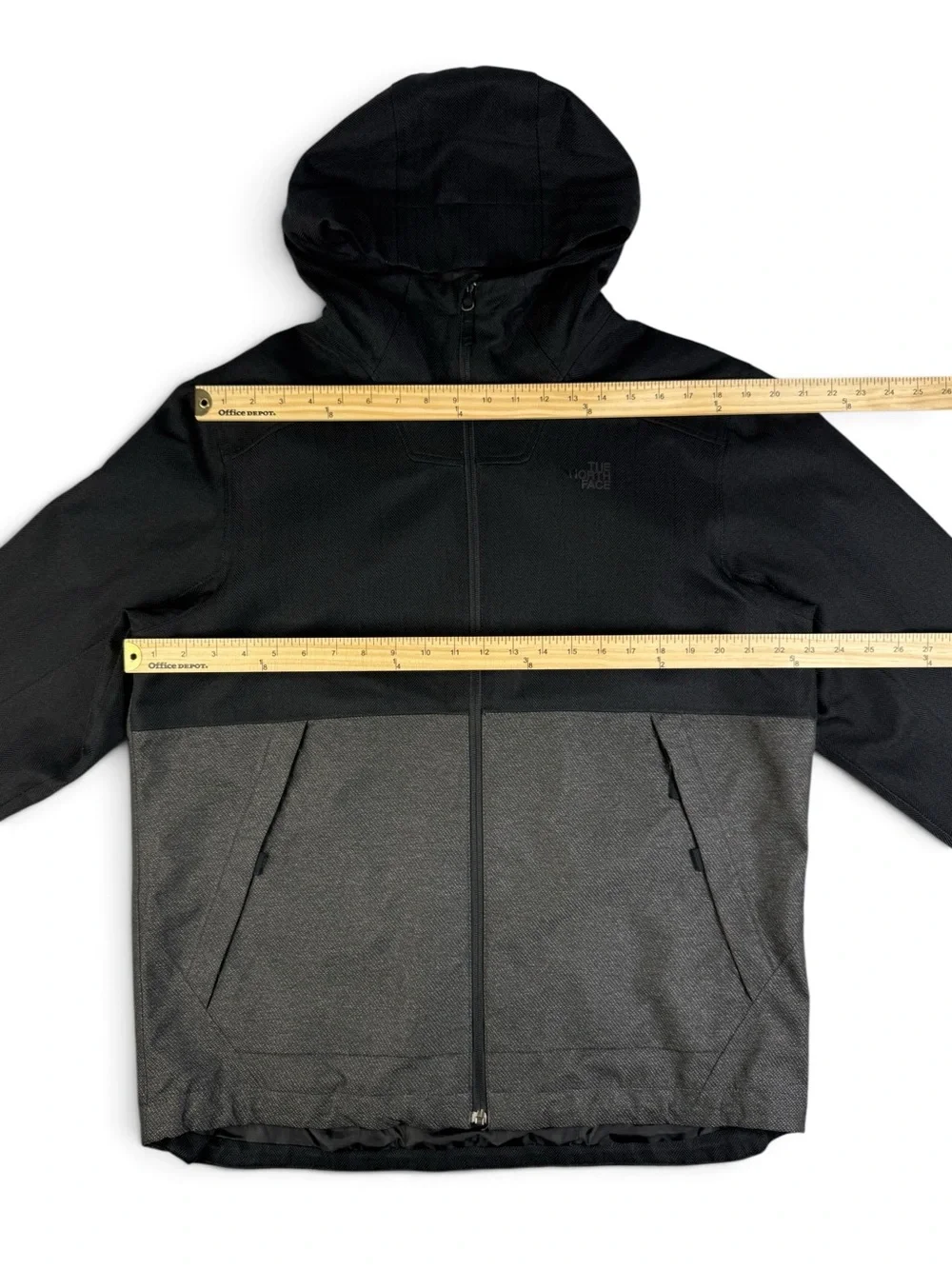 The North Face Herringbone Hooded Jacket Black Gray Fully Lined